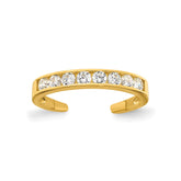 10k Yellow Gold High Polished Channel-set White CZ Toe Ring